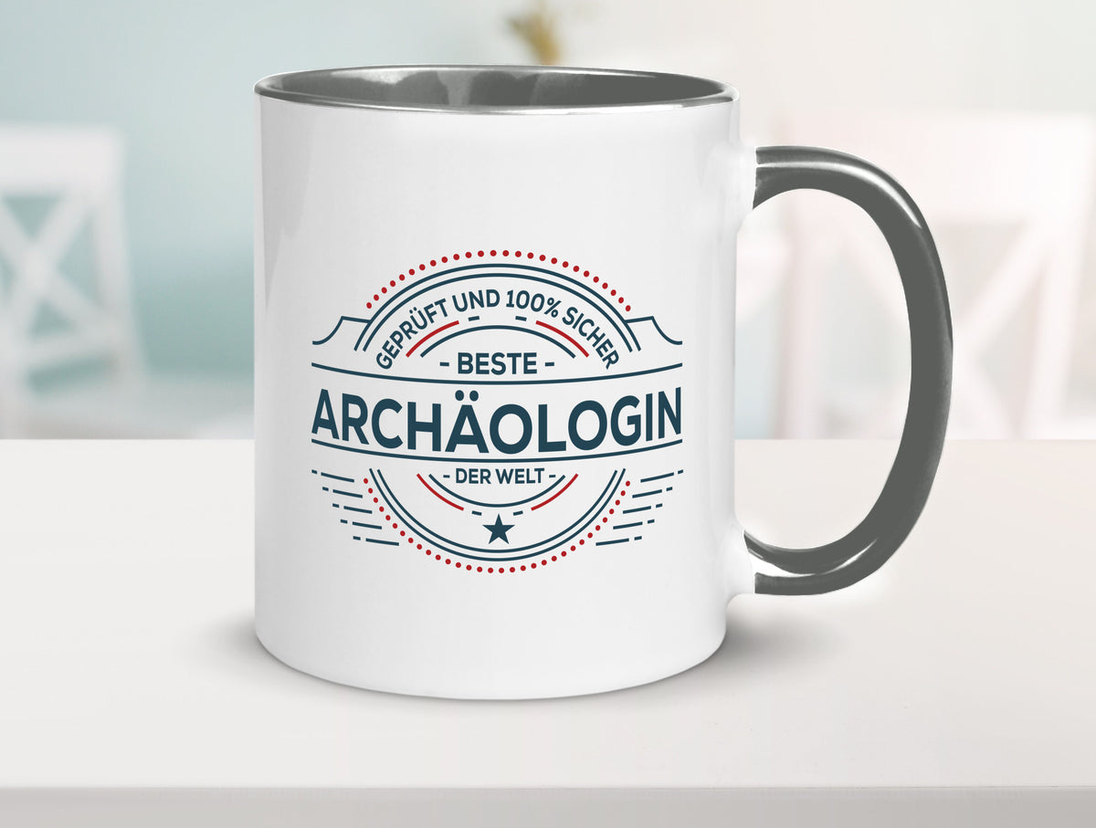 Geprüft und sicher: Archäologin| Archäologie | Forscherin Geschenk Humor Tasse