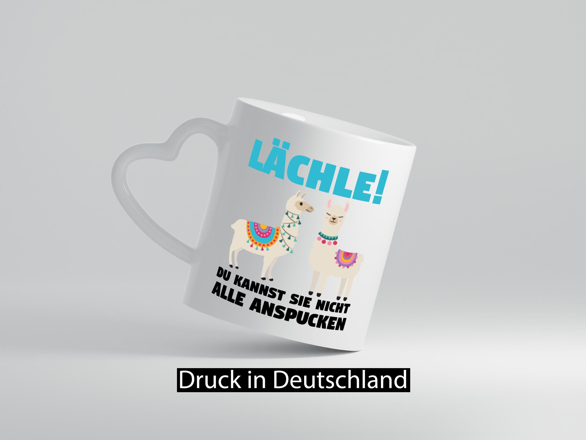 Lächle! | Lama Tasse lustiger Spruch Gelassenheit Humor Geschenkidee
