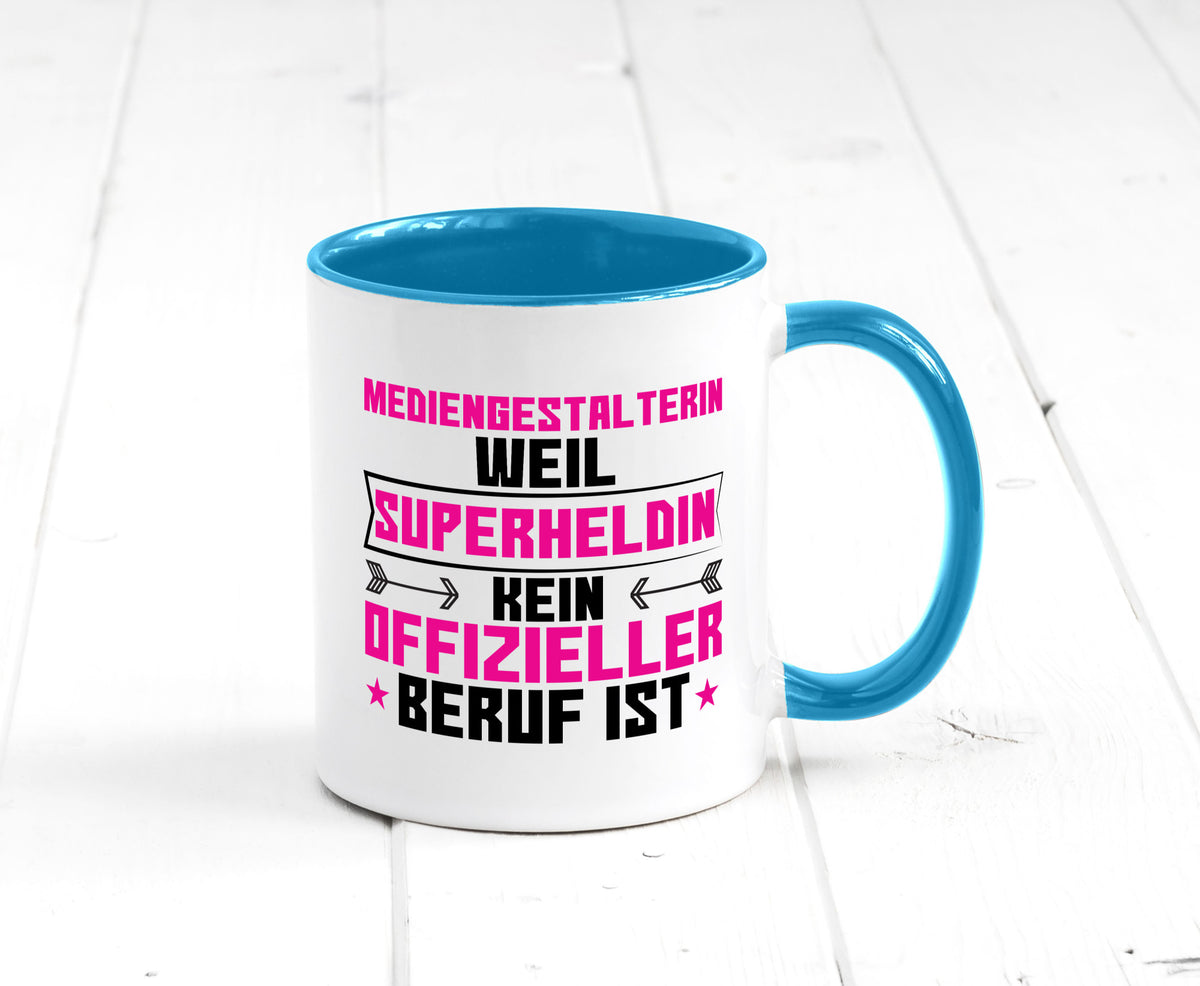 Superheldin Mediengestalterin | Medien lustiger Spruch Geschenk Humor Tasse