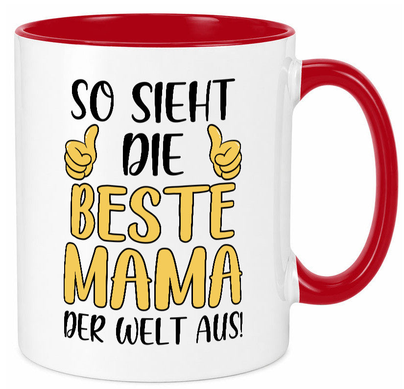 Beste Mama der Welt | Daumen hoch Geschenk Familie Geschenkidee lustiger Spruch Tasse