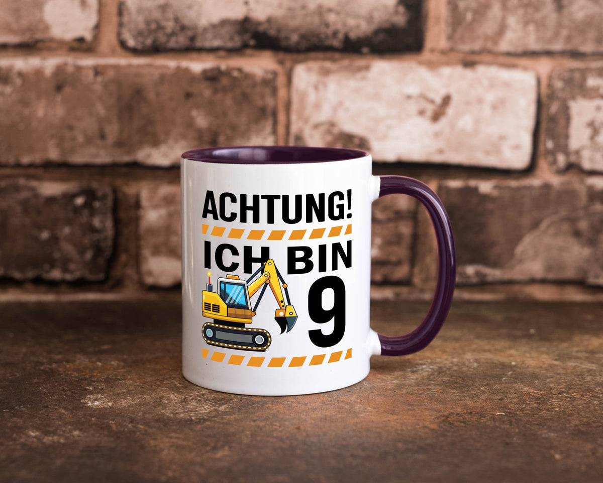 9 Geburtstag Ich bin | Bagger Junge lustiger Spruch Geschenk Geschenkidee Tasse