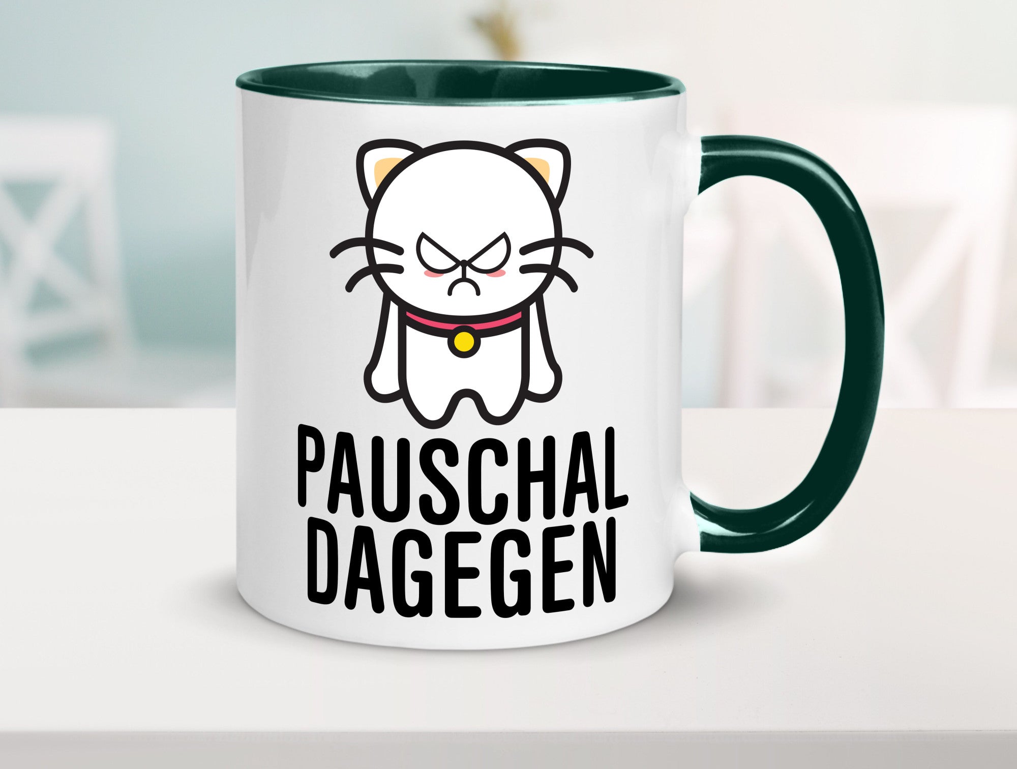 Pauschal dagegen | Katze Wut Geschenk Tierliebhaber Humor lustiger Spruch Tasse