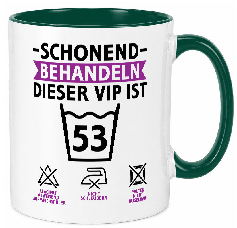 53 Geburtstag | schonend behandeln Jahre v2 lustiger Spruch Geschenk Tasse