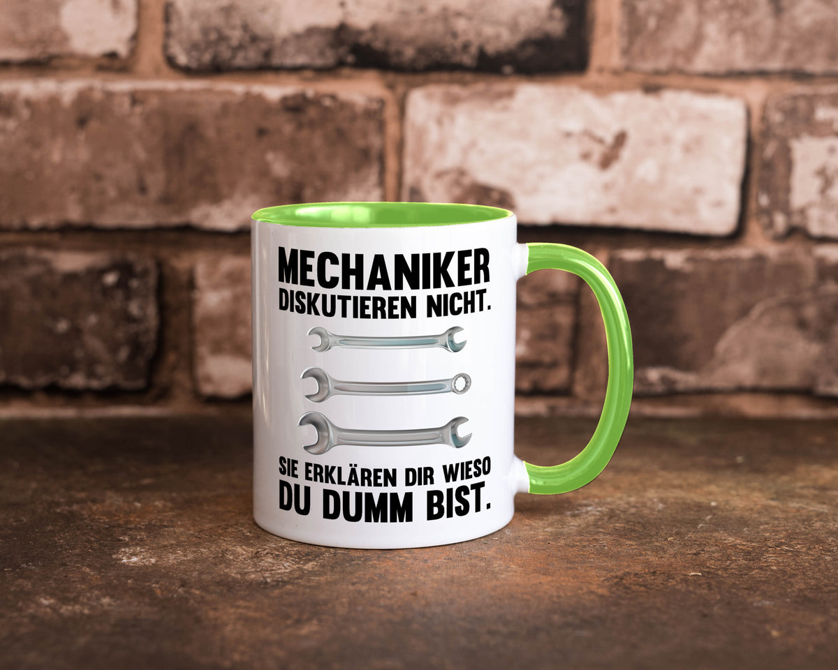 Mechaniker Diskutieren nicht sie erklären nur wieso Geschenkidee Tierliebhaber Tasse