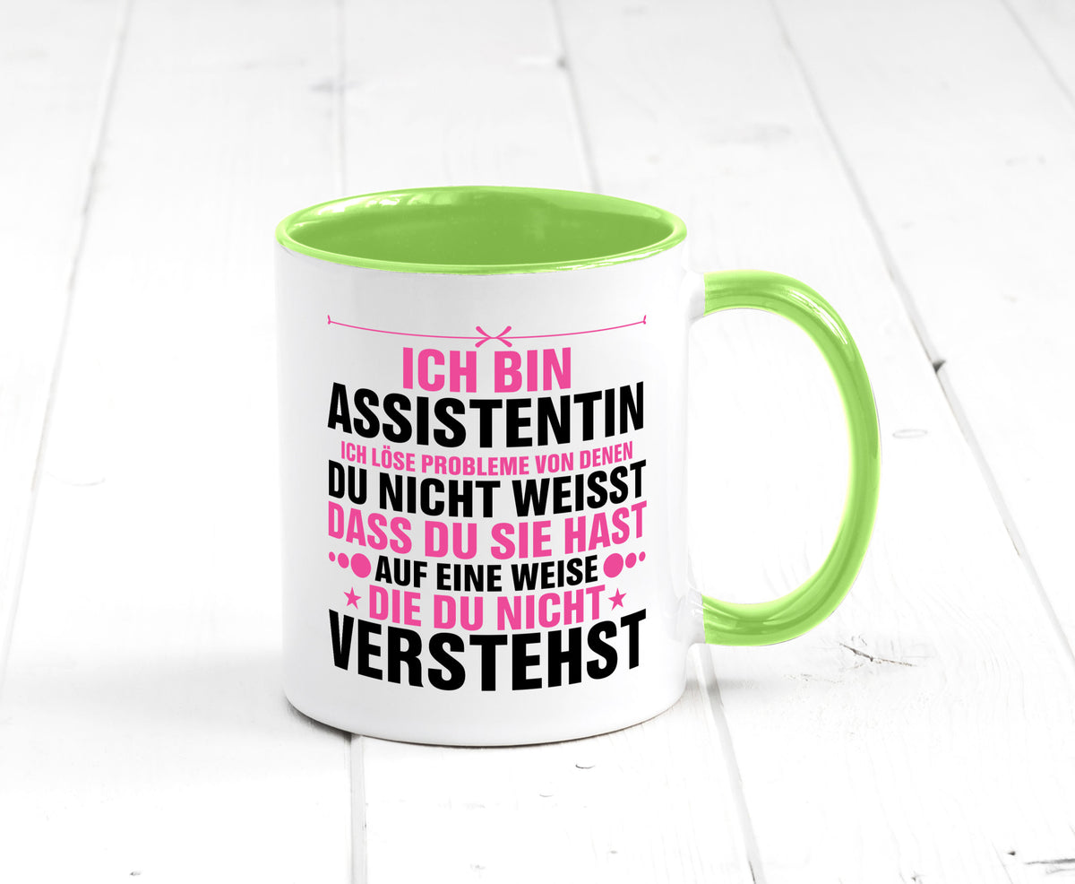 Löse Probleme: Assistentin | Assistenz Hilfskraft lustig Humor Geschenkidee Tasse