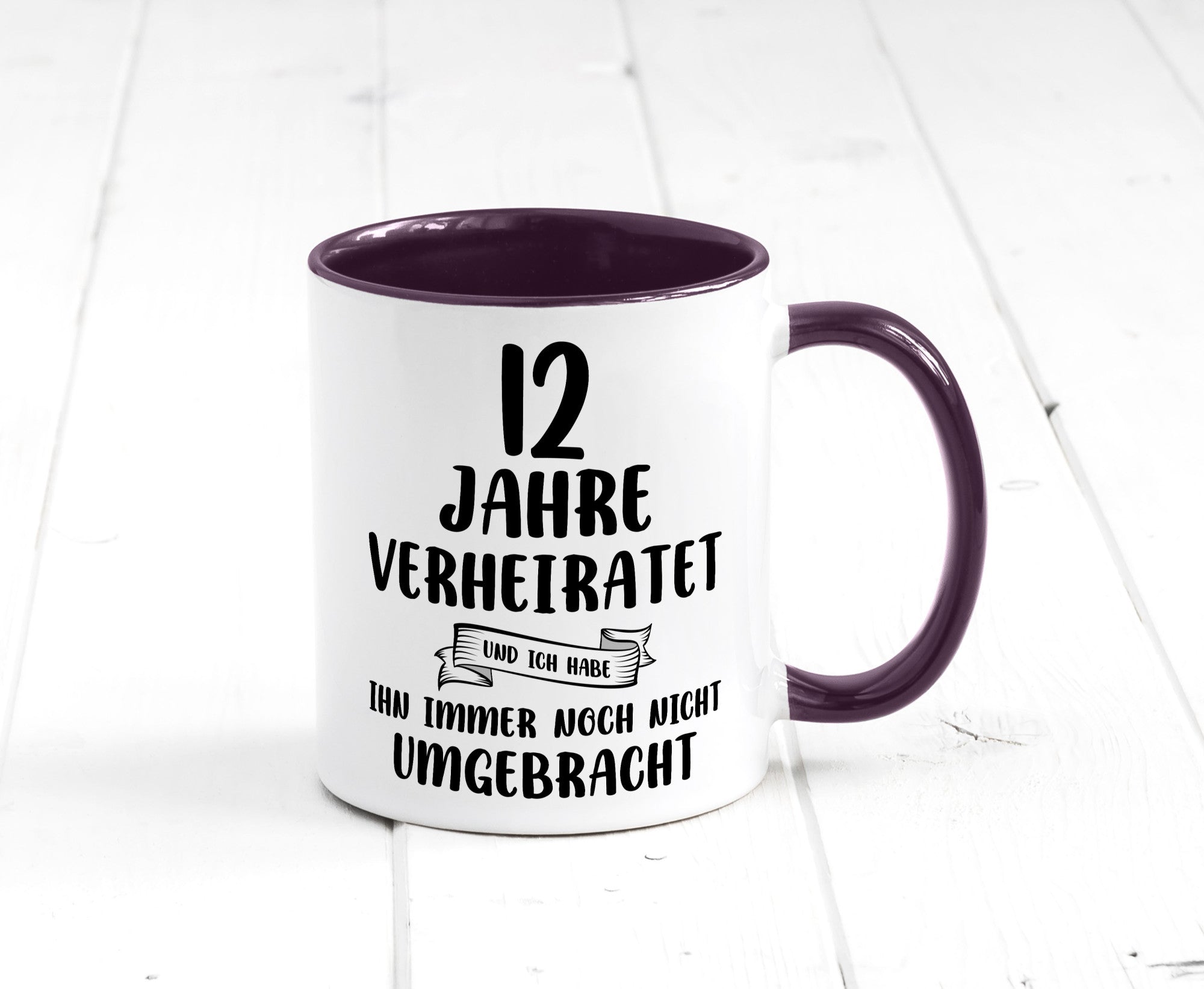 12 Jahre Verheiratet, immer noch am Leben! Geschenkidee Humor Tasse