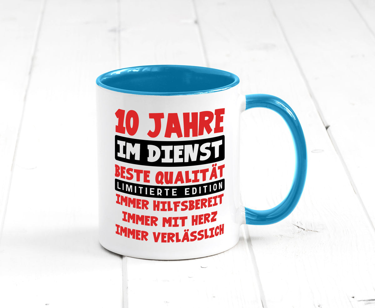 10 Jahre im Dienst | Jubiläum Arbeit v9 lustig Kollegen Büro Geschenk Tasse