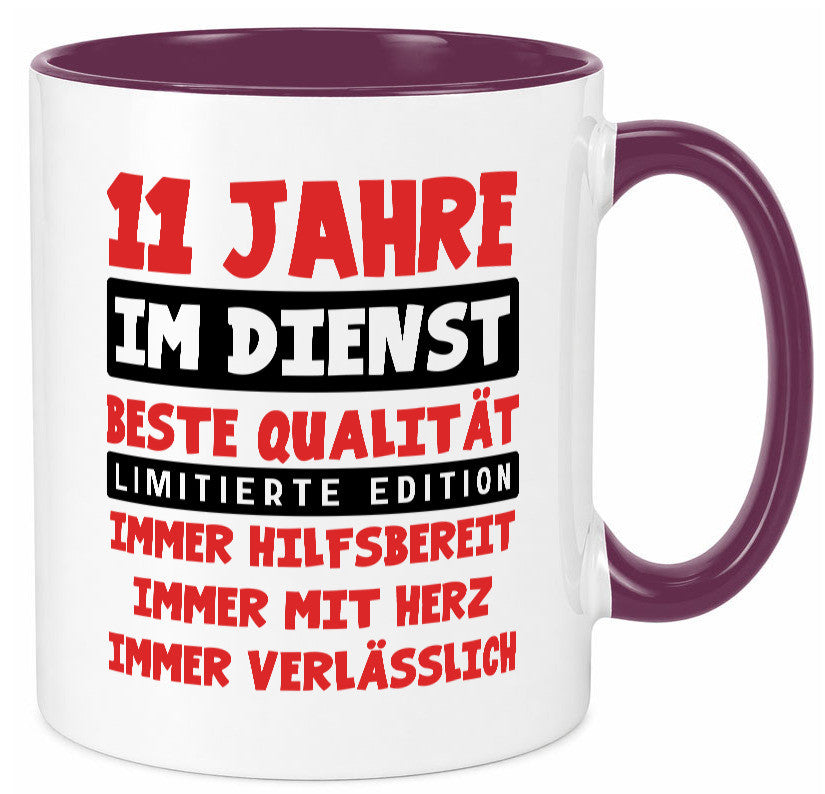 11 Jahre im Dienst | Jubiläum Arbeit v9 Geschenkidee Kollegen Büro Humor Tasse