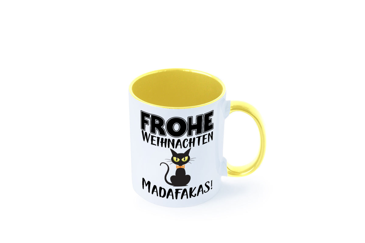 Frohe Weihnachten Madafakas! | Katze Tasse Vintage lustiger Spruch Geschenk