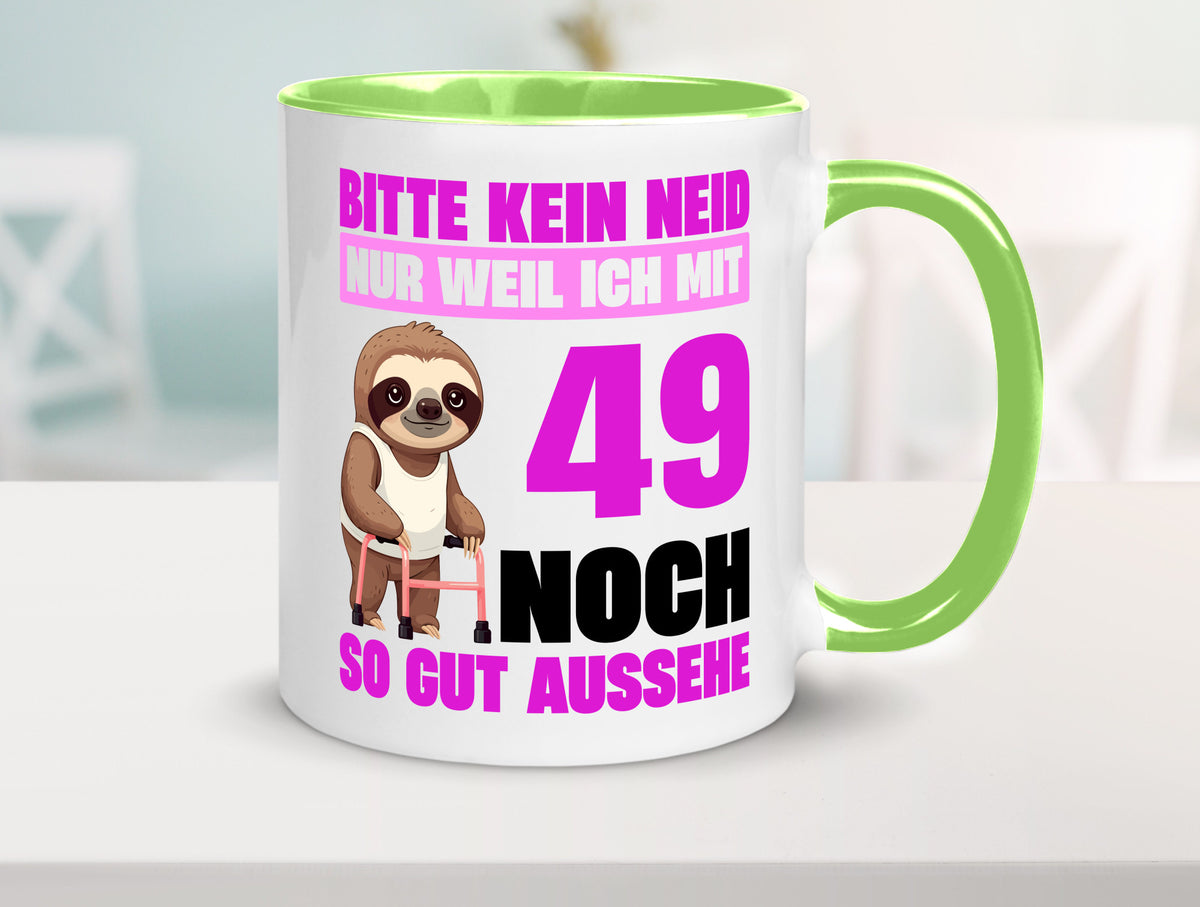 49. Geburtstag | Bitte kein neid Faultier 49 Jahre Humor Geschenkidee Tasse