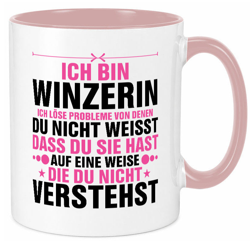 Löse Probleme: Winzerin | Weinbauer Wein Humor Geschenkidee Tasse