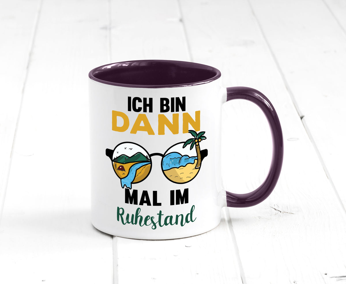 Bin dann mal im Ruhestand | Sonnenbrille Palme Meer lustig Jubiläum Geschenk Tasse
