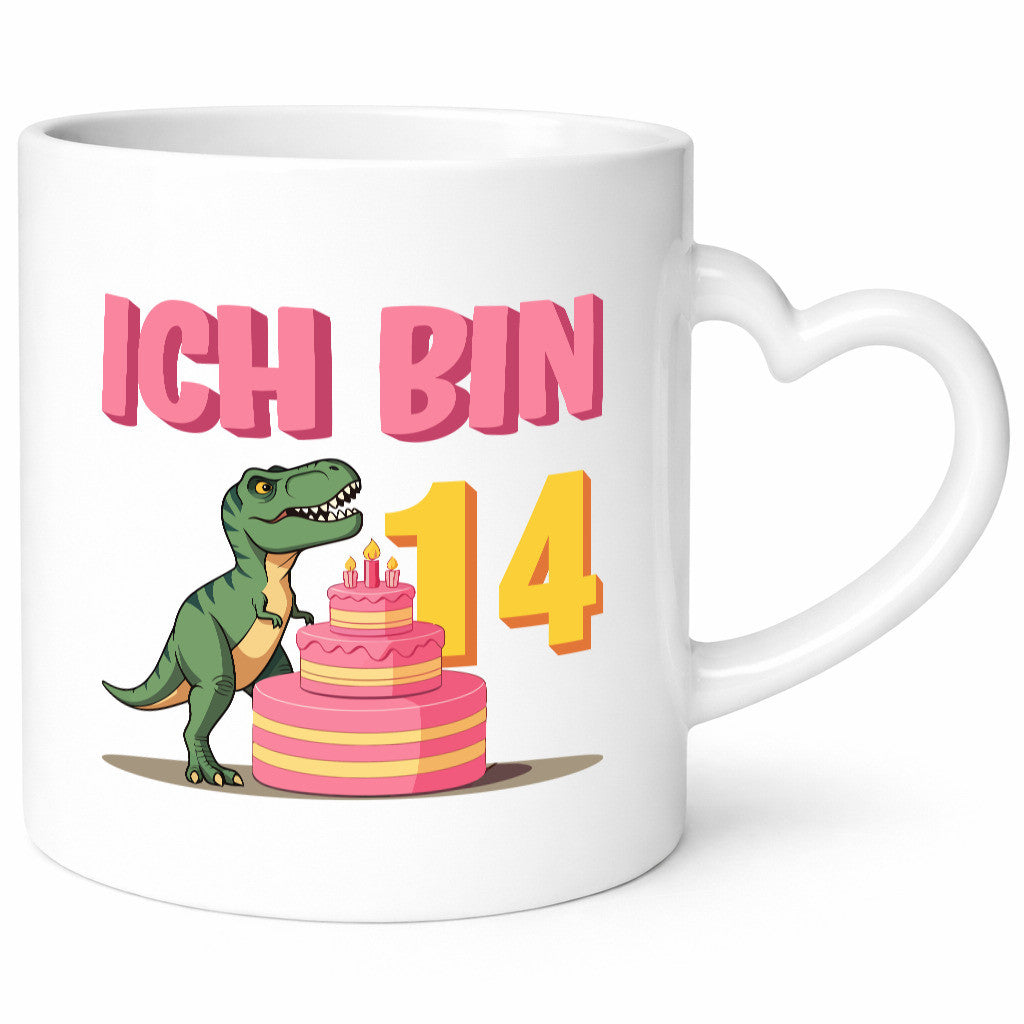 14. Geburtstag | Jahre Dinosaurier mit Kuchen lustiger Spruch Geschenk