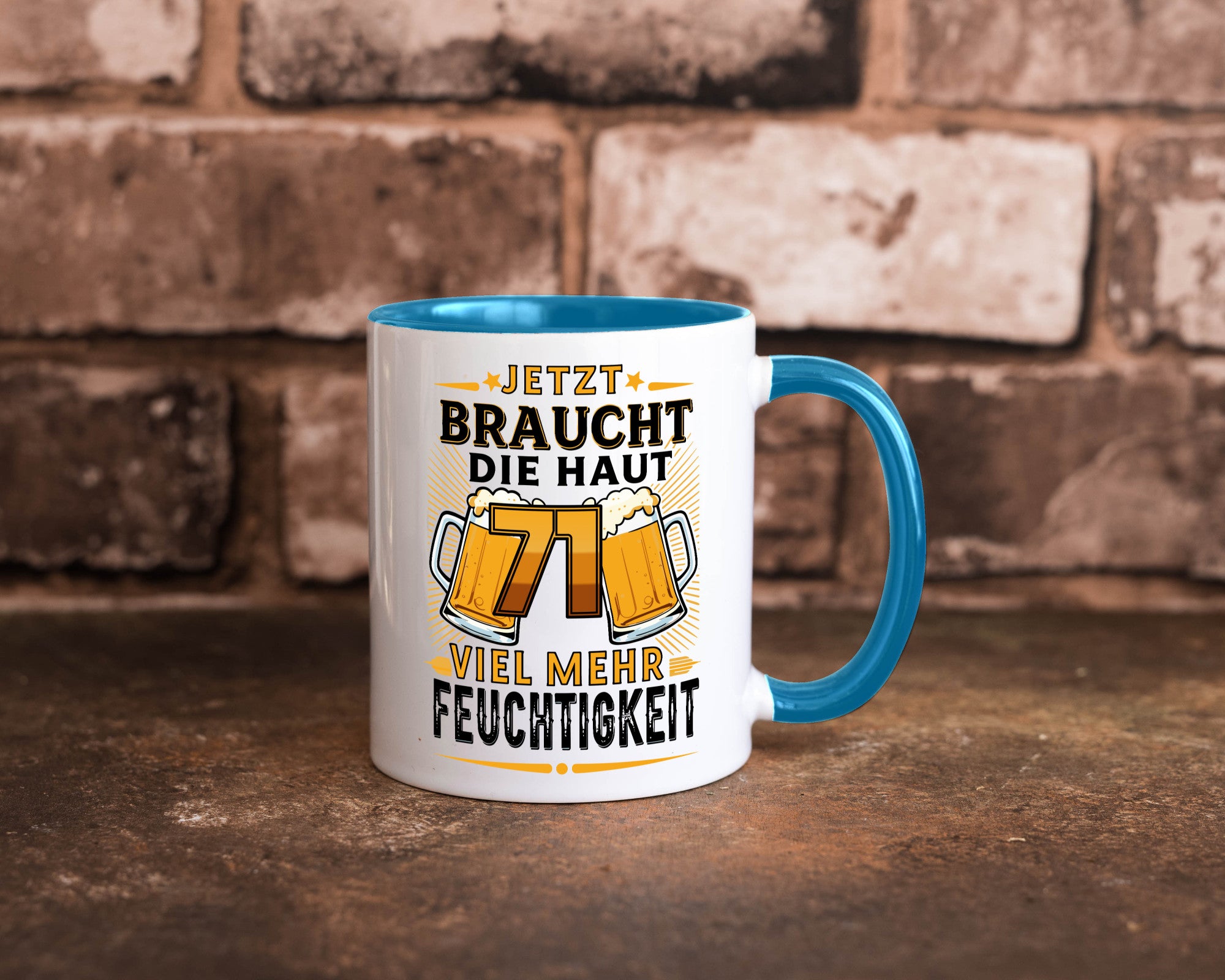 71 braucht die haut mehr Feuchtigkeit | 71. Geburtstag Geschenkidee Humor Tasse