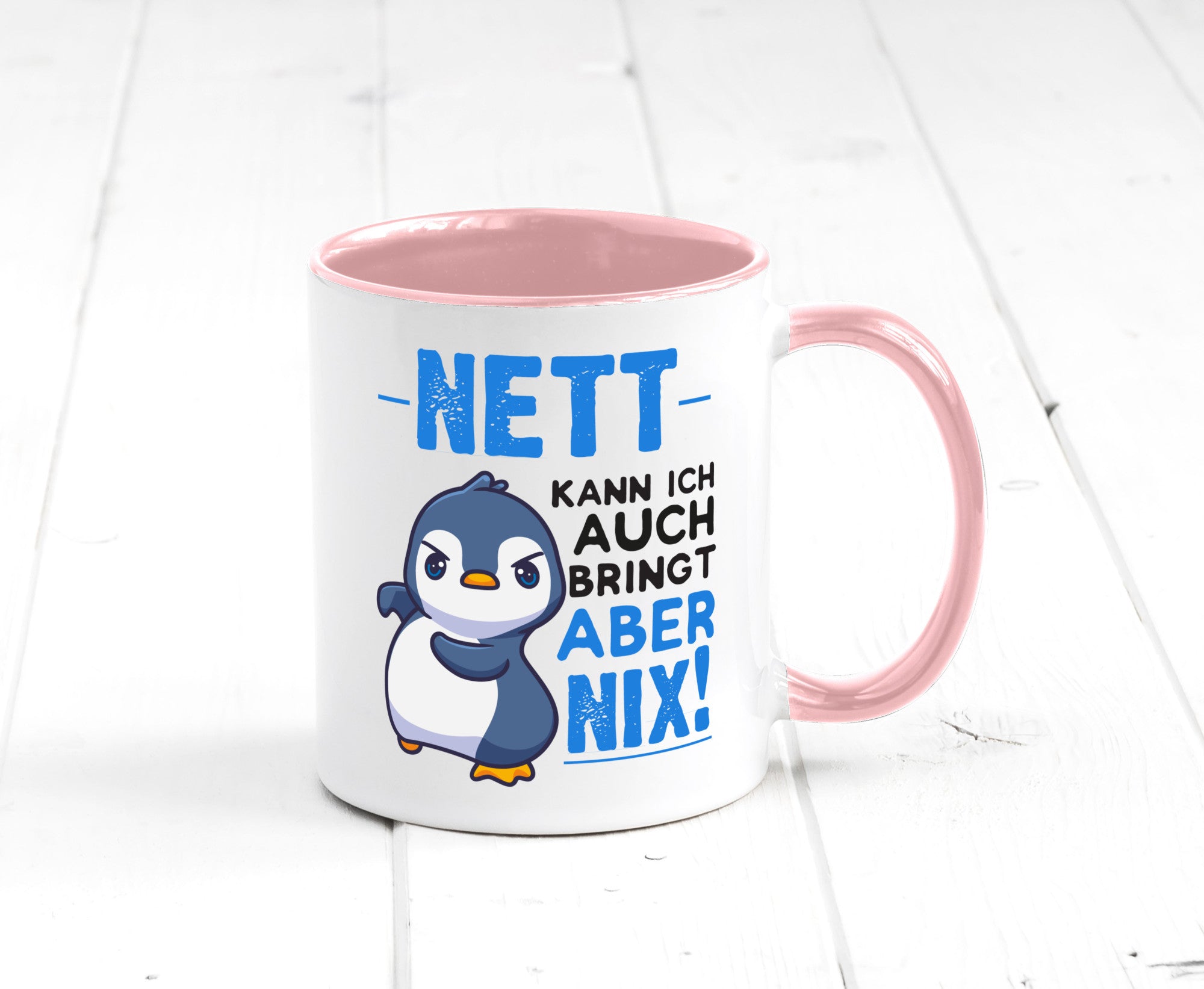 Nett kann ich auch | lustige Spruchtasse Pinguin Geschenk Humor Geschenkidee
