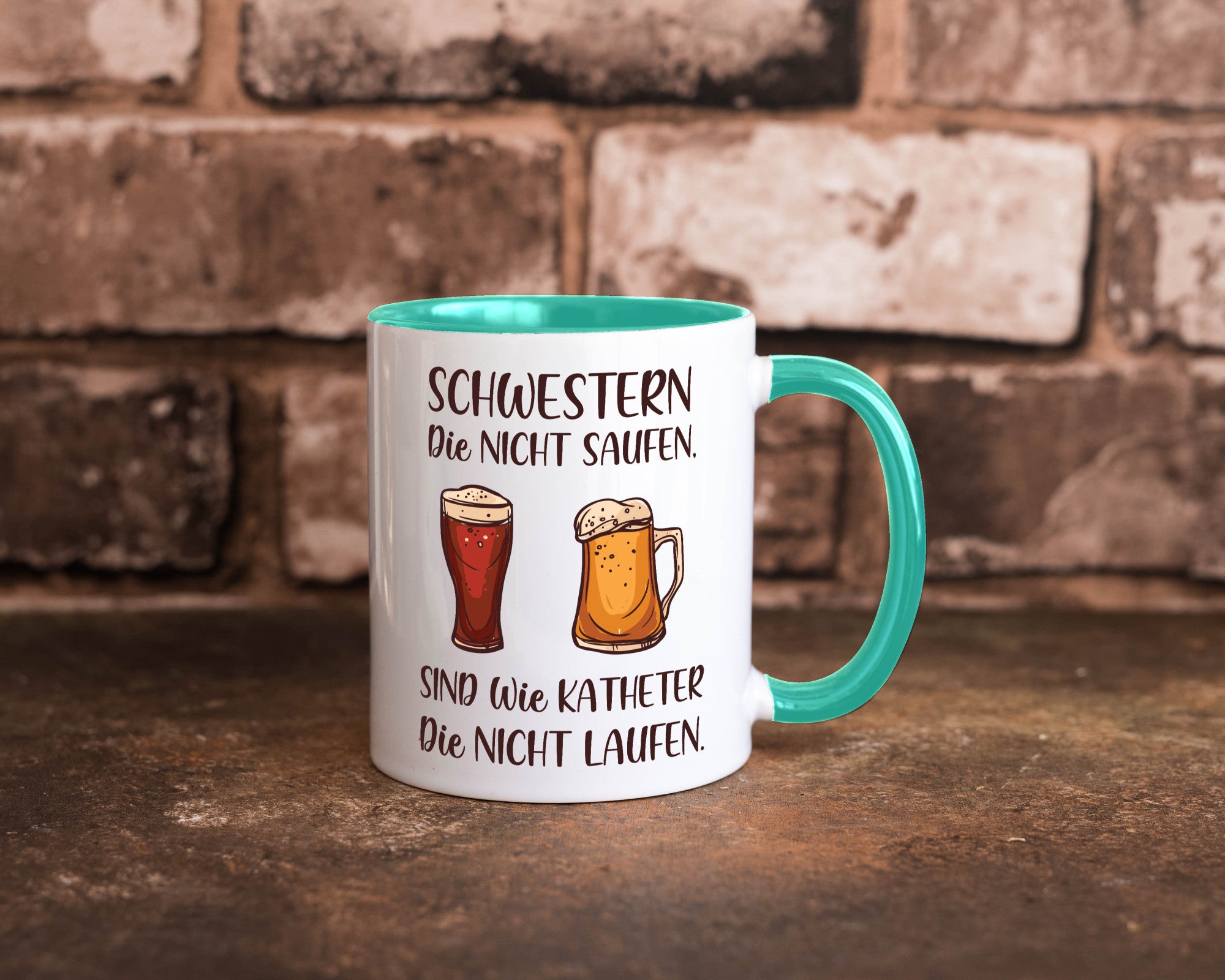 Schwestern die nicht saufen, Katheder laufen | Gläser lustiger Spruch Geschenk