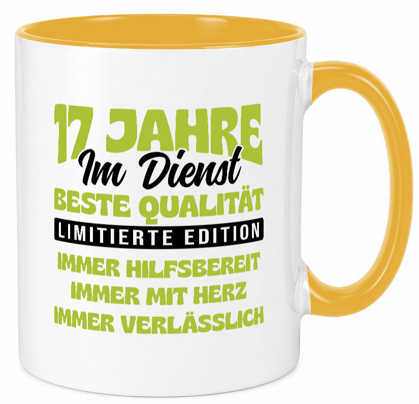 17 Jahre im Dienst | Jubiläum Arbeit v4 Geschenk Kollegen Büro lustiger Spruch Tasse
