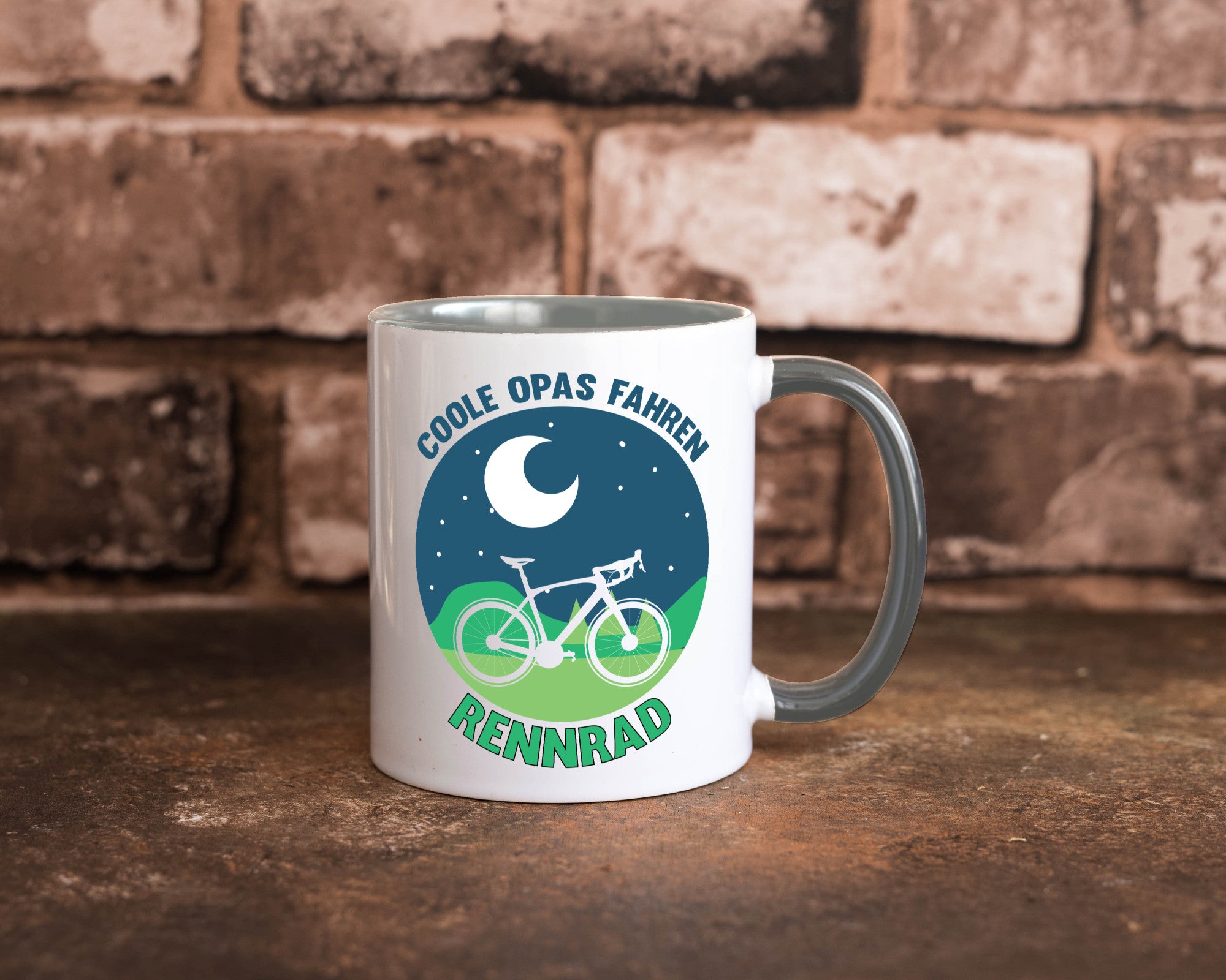 Coole Opas fahren Rennrad | Mond Landschaft Geschenk Familie Geschenkidee