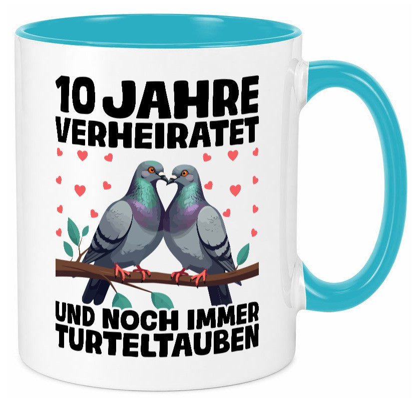 10 Jahre verheiratet | Turteltauben Ehe Ehepaar Geschenk Humor Geschenkidee Tasse