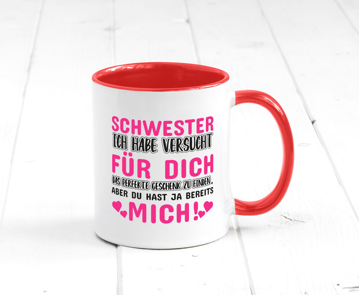 Schwester Tasse | lustiger Spruch Geschwisterliebe v2 Humor Geschenkidee