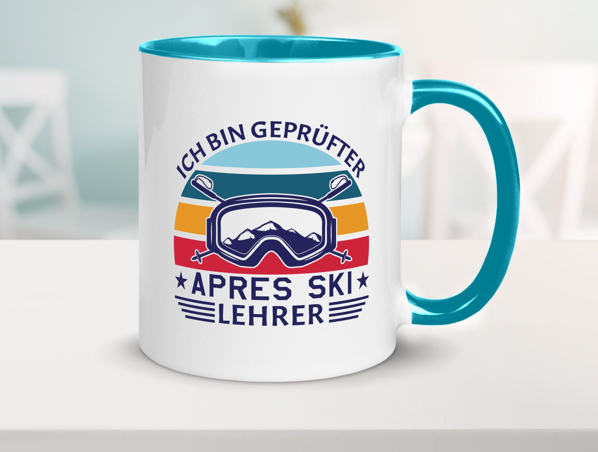 Geprüfter Apres Ski Lehrer | Ski-Brille Berge Ski-Stöck lustig Humor