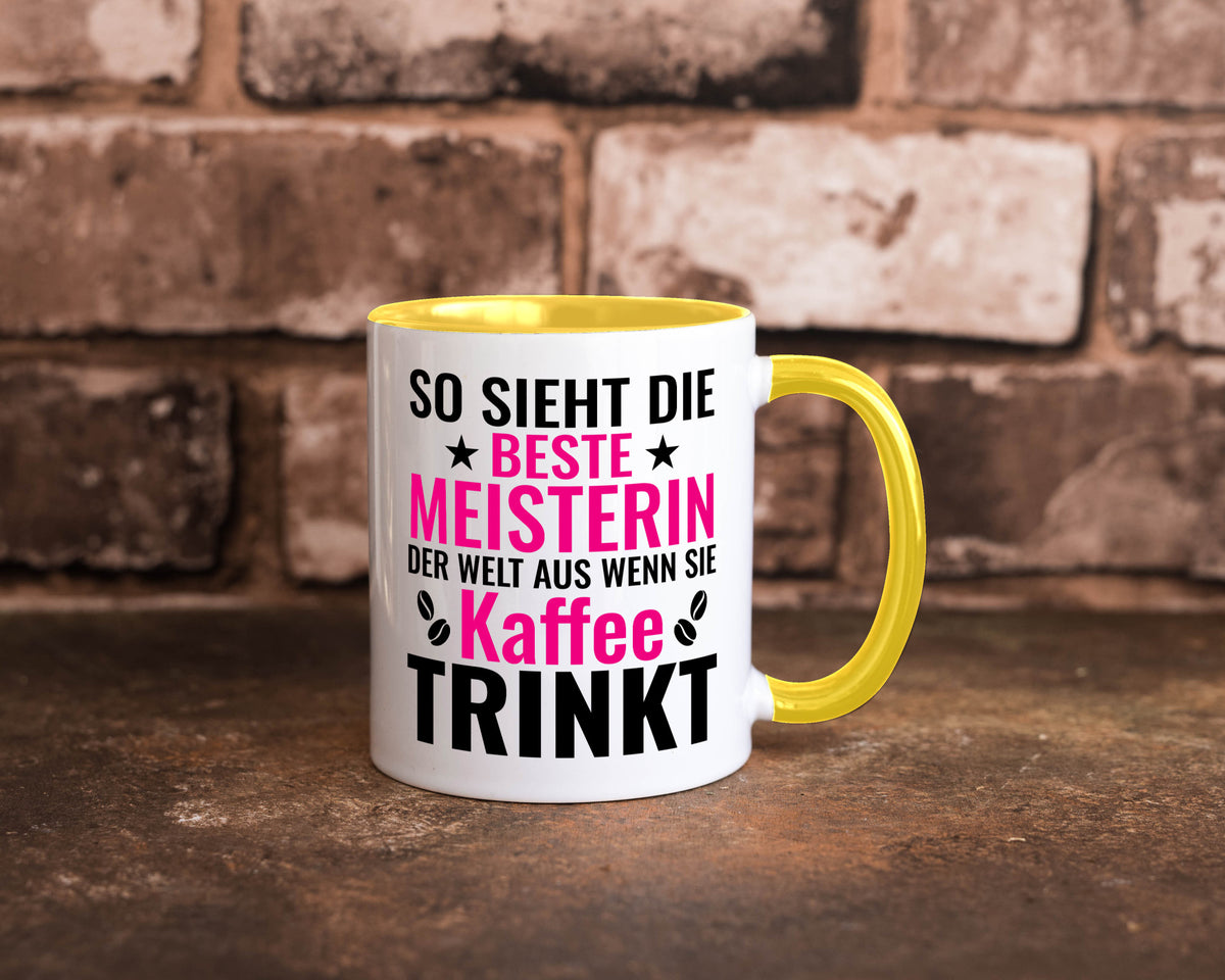 Kaffee trinkt: Meisterin | Meisterbrief Humor Geschenkidee Tasse