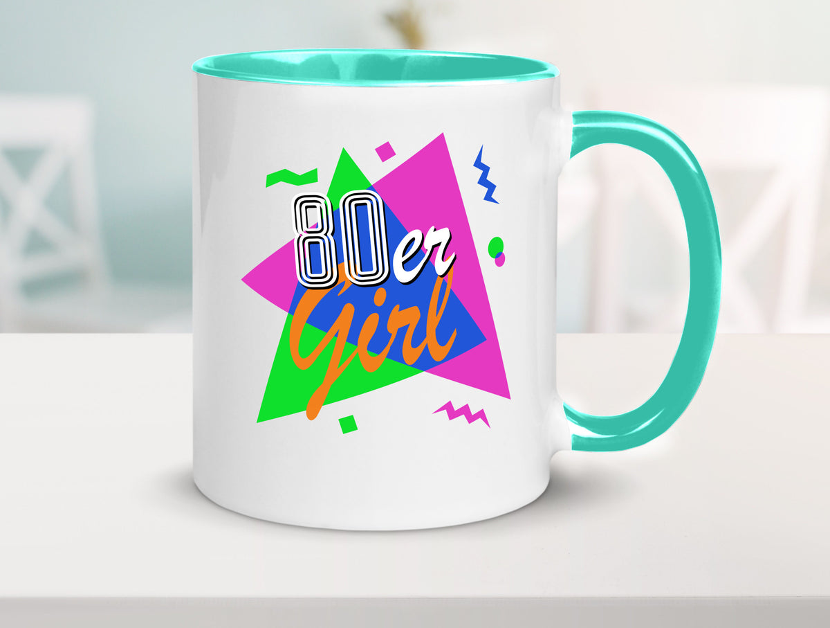80er Girl - Jahre bunt + verrückt retro Humor Geschenkidee Tasse
