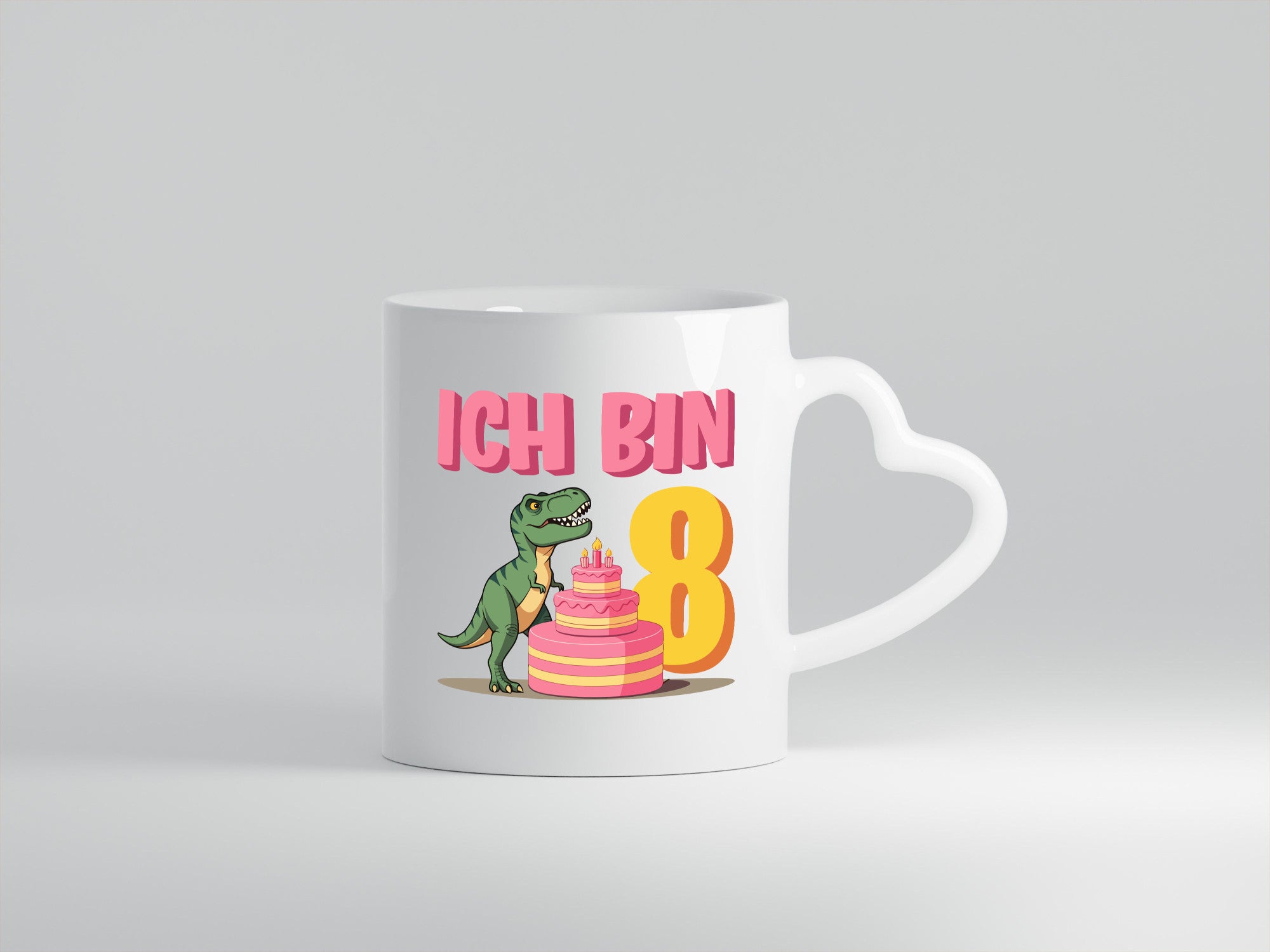 8. Geburtstag | Jahre Dinosaurier mit Kuchen Geschenkidee Humor Tasse