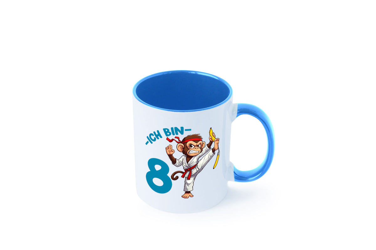 Ich bin 8 | 8. Geburtstag Karate Kampfsport Affe lustiger Spruch Geschenk Tasse