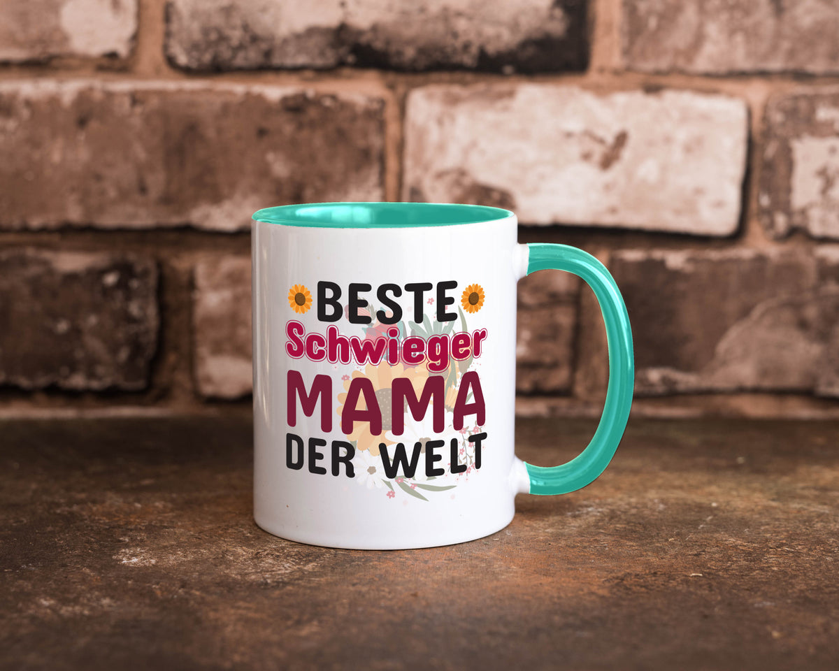 Beste Schwiegermama | Schwiegermutter Tasse Blumen Humor Familie Geschenkidee