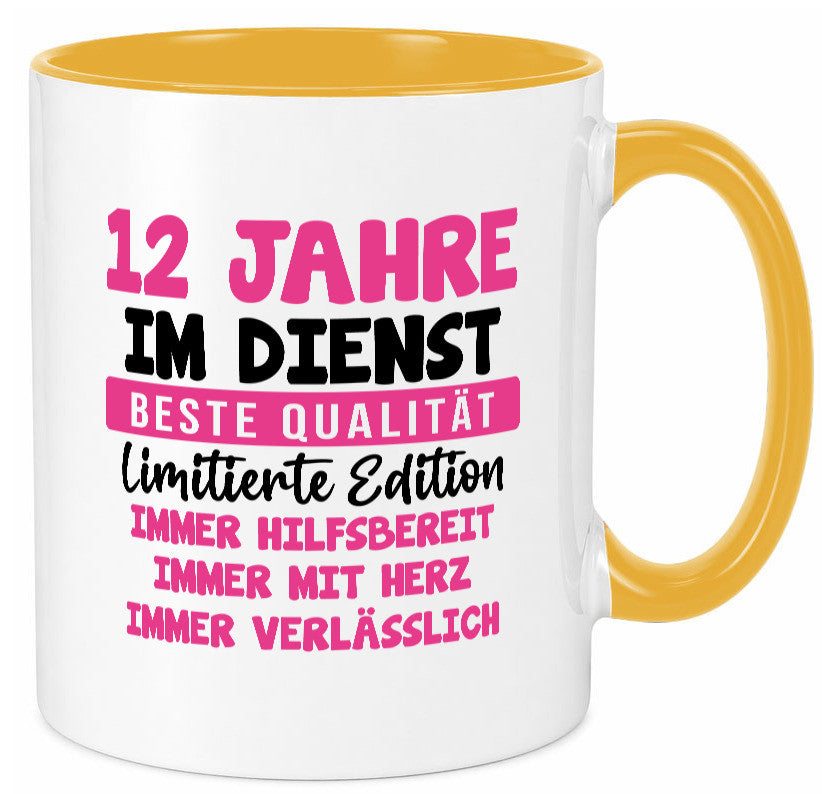 12 Jahre im Dienst | Jubiläum Arbeit v10 Geschenkidee Kollegen Büro Humor Tasse