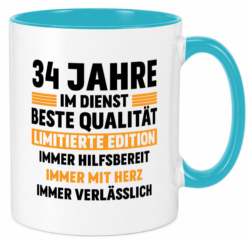 34 Jahre im Dienst | Jubiläum Arbeit v2 Humor Kollegen Büro Geschenkidee Tasse
