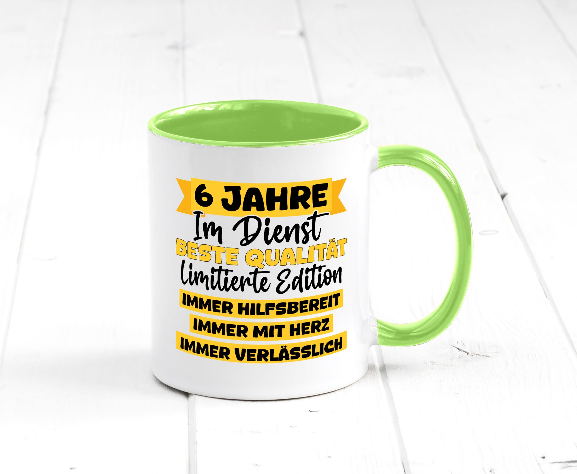 6 Jahre im Dienst | Jubiläum Arbeit v8 Geschenkidee Kollegen Büro Humor Tasse