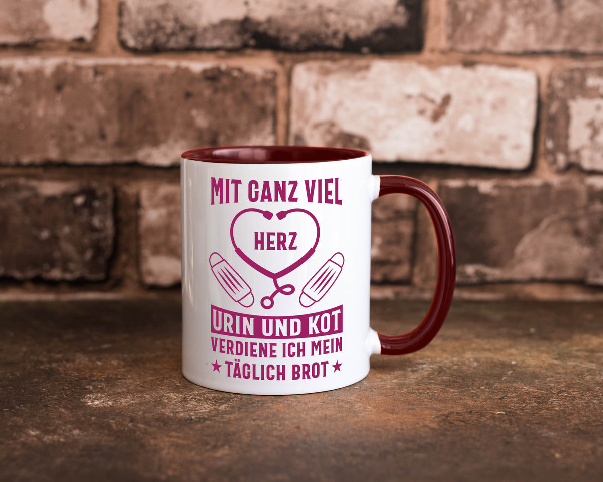 Herz, Urin, Kot, damit verdien ich mein Brot | Stethoskop Geschenk Humor Tasse