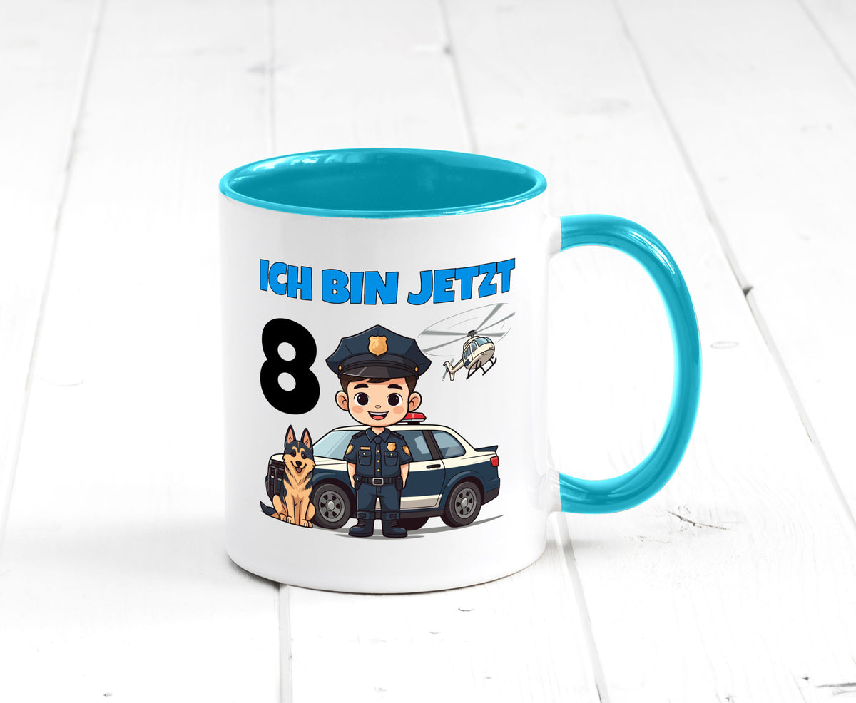 8. Geburtstag | 8 Jahre Polizei Kind Polizeiauto lustig Geschenkidee Geschenk Tasse