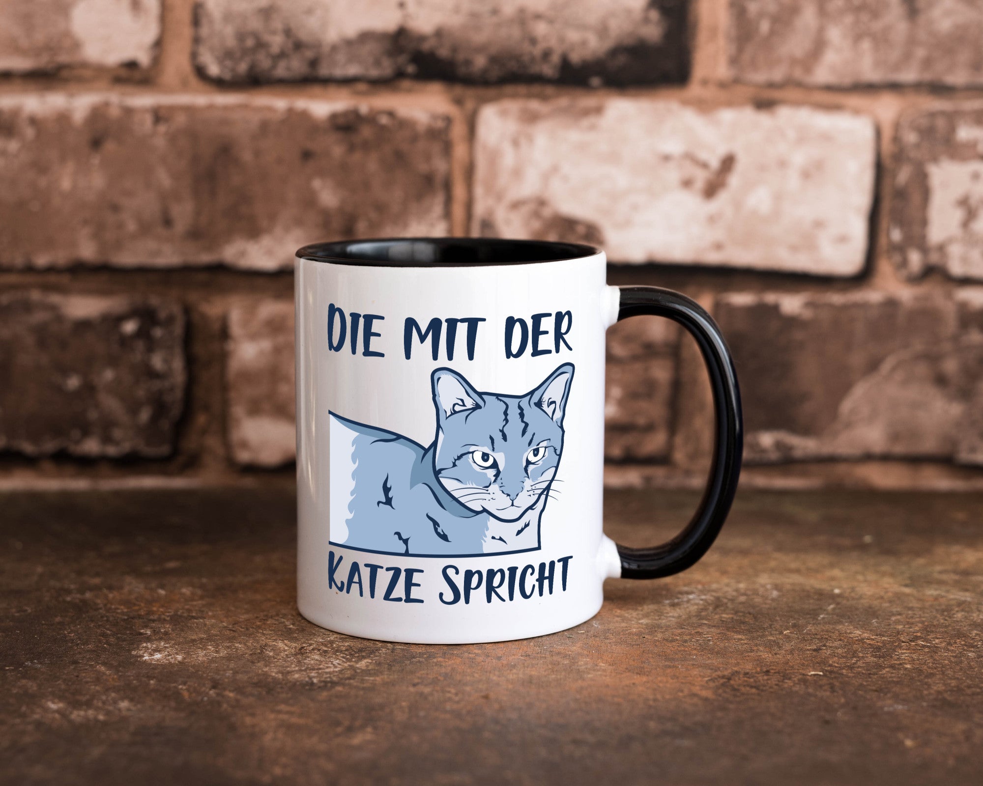 Die mit der Katze spricht | Humor Tierliebhaber Geschenkidee Tasse