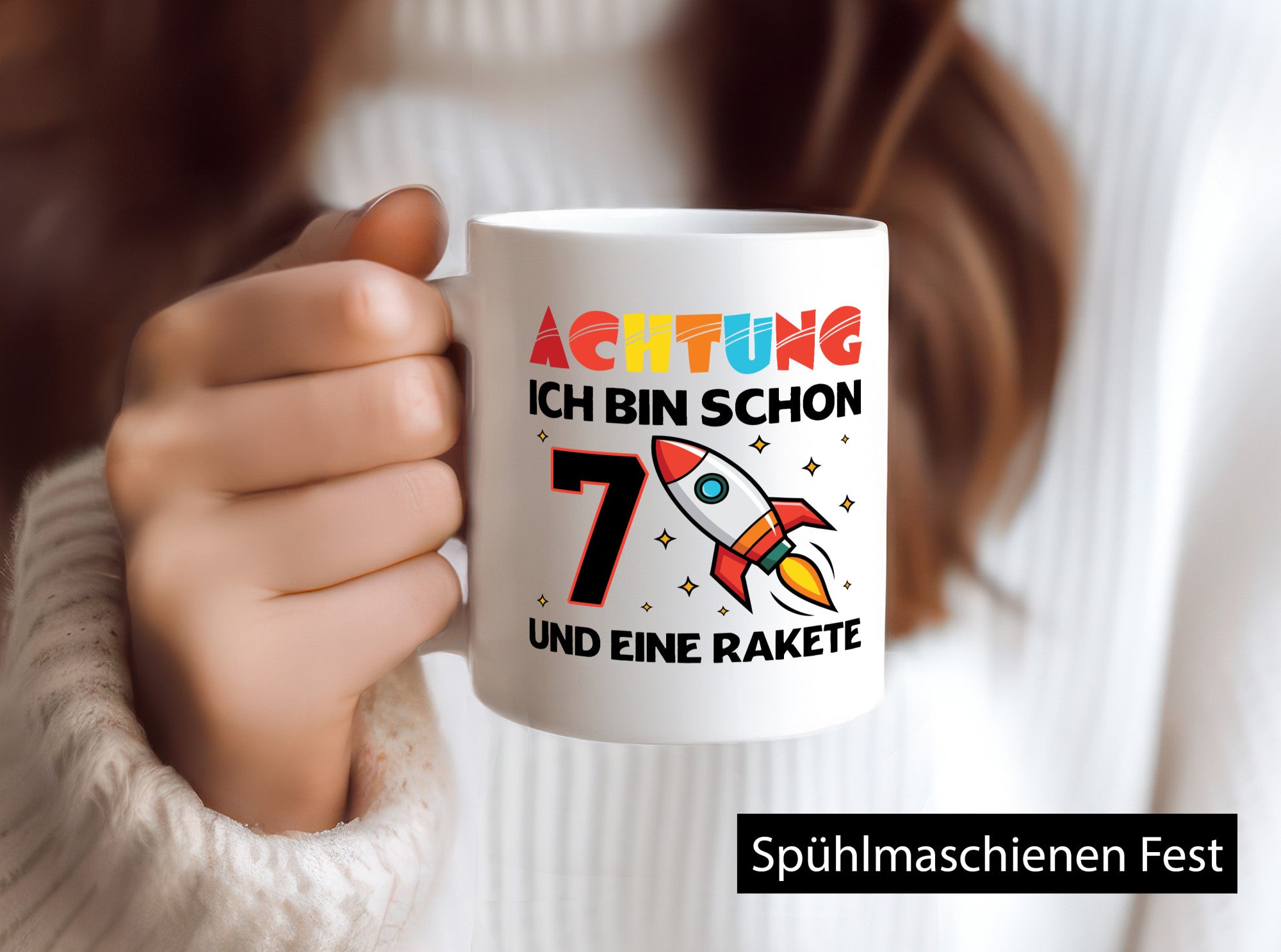 7. Geburtstag | Rakete Weltraum 7 Jahre Galaxy Geschenkidee Humor Tasse