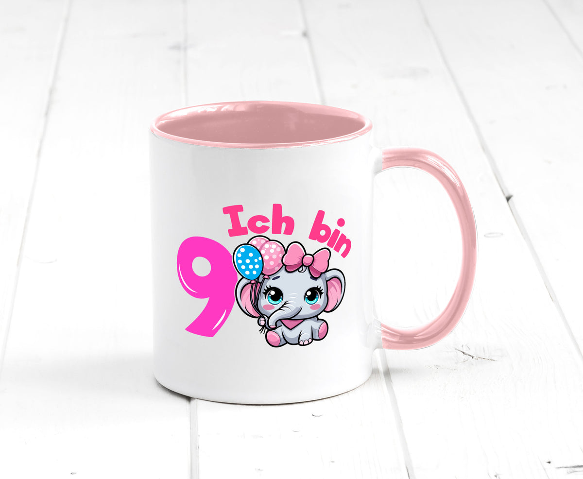 9. Geburtstag | 9 Jahre Elefant Mädchen Geschenk Geschenkidee lustiger Spruch Tasse