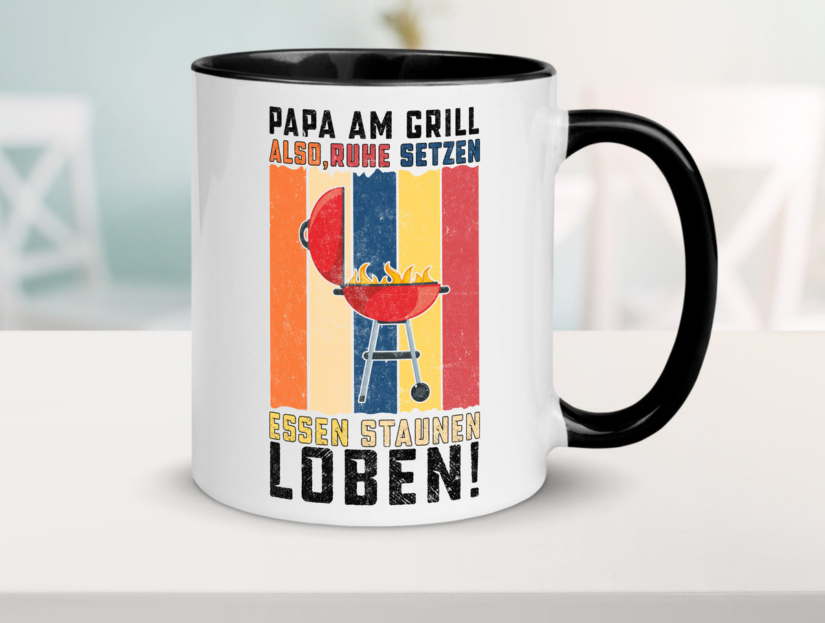 Papa am Grill | Grillmeister BBQ Grillabend v2 Geschenkidee Humor Tasse