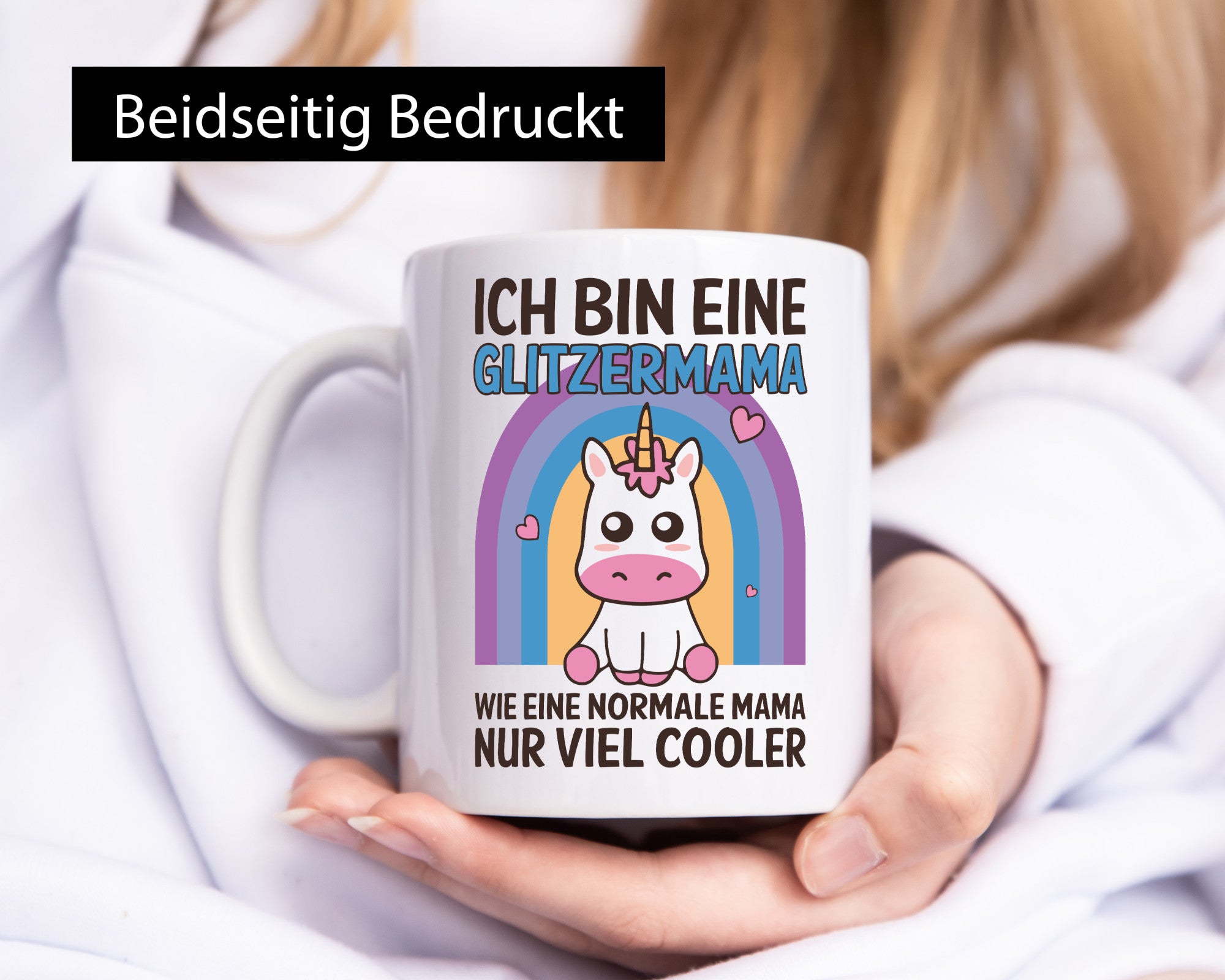 Glitzermama, wie normal, nur cooler | Einhorn Geschenkidee Familie Humor Tasse