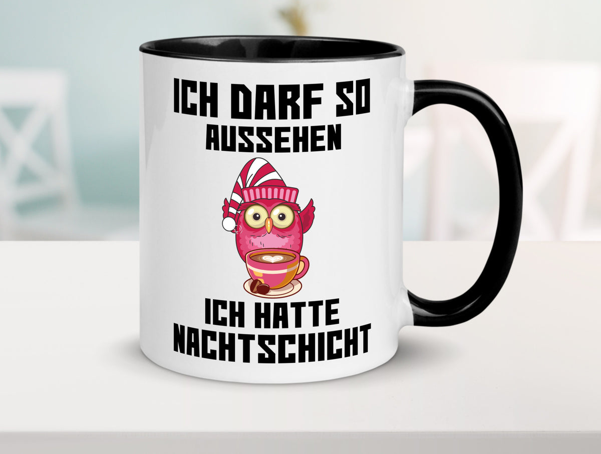 Nachtschicht Eule | Spruch Arbeit müde Nachtjob Geschenkidee Kollegen Büro Tasse