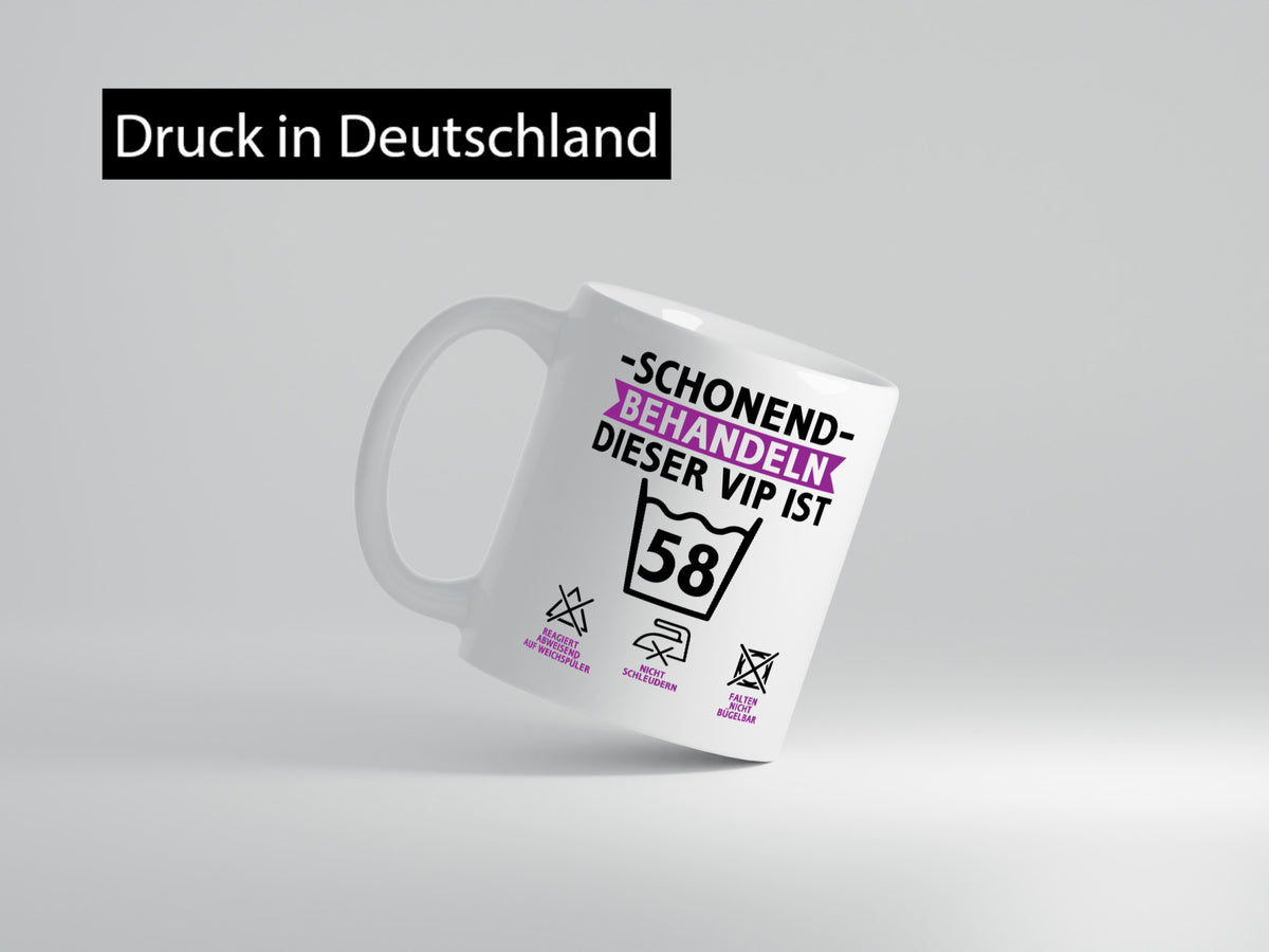 58 Geburtstag | schonend behandeln Jahre v2 lustiger Spruch Geschenk Tasse