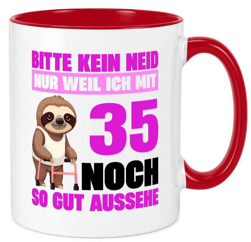35. Geburtstag | Bitte kein neid Faultier 35 Jahre lustig Geschenkidee Geschenk Tasse