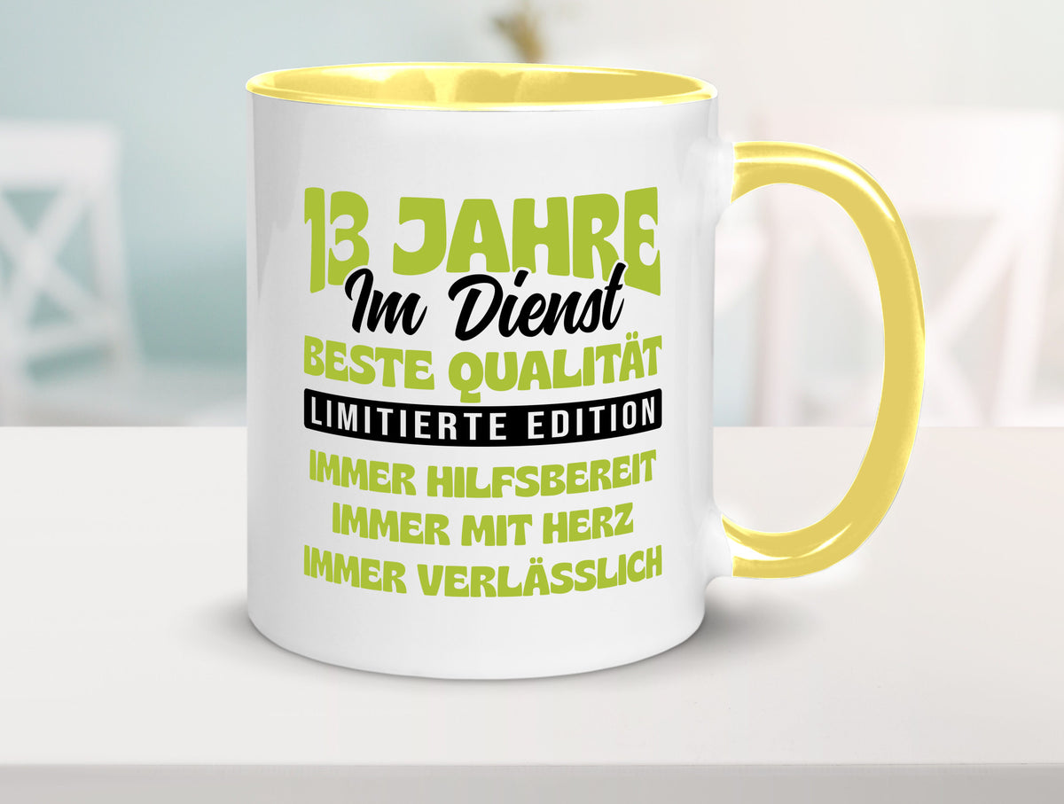 13 Jahre im Dienst | Jubiläum Arbeit v4 lustig Kollegen Büro Geschenk Tasse