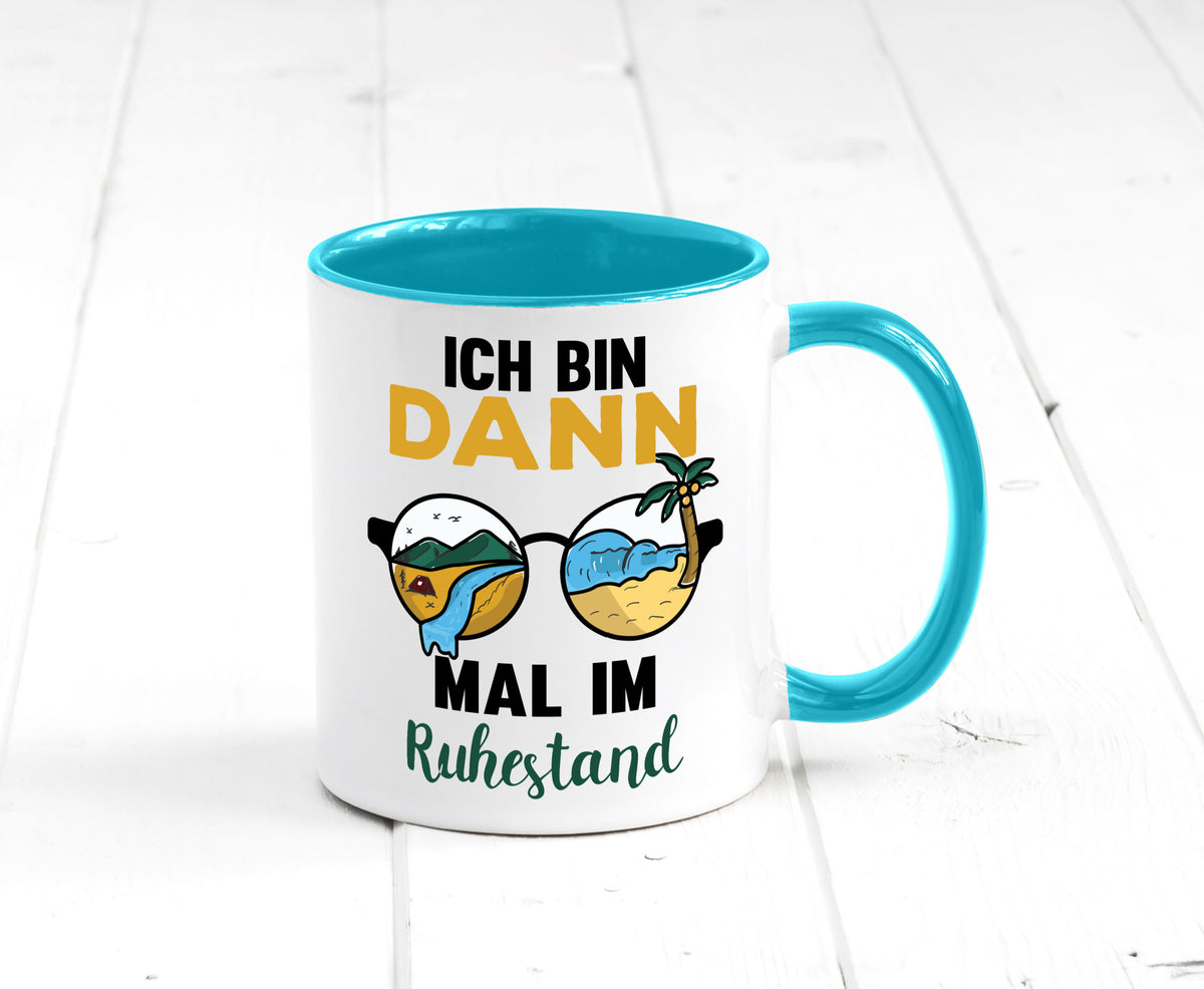 Bin dann mal im Ruhestand | Sonnenbrille Palme Meer lustig Jubiläum Geschenk Tasse