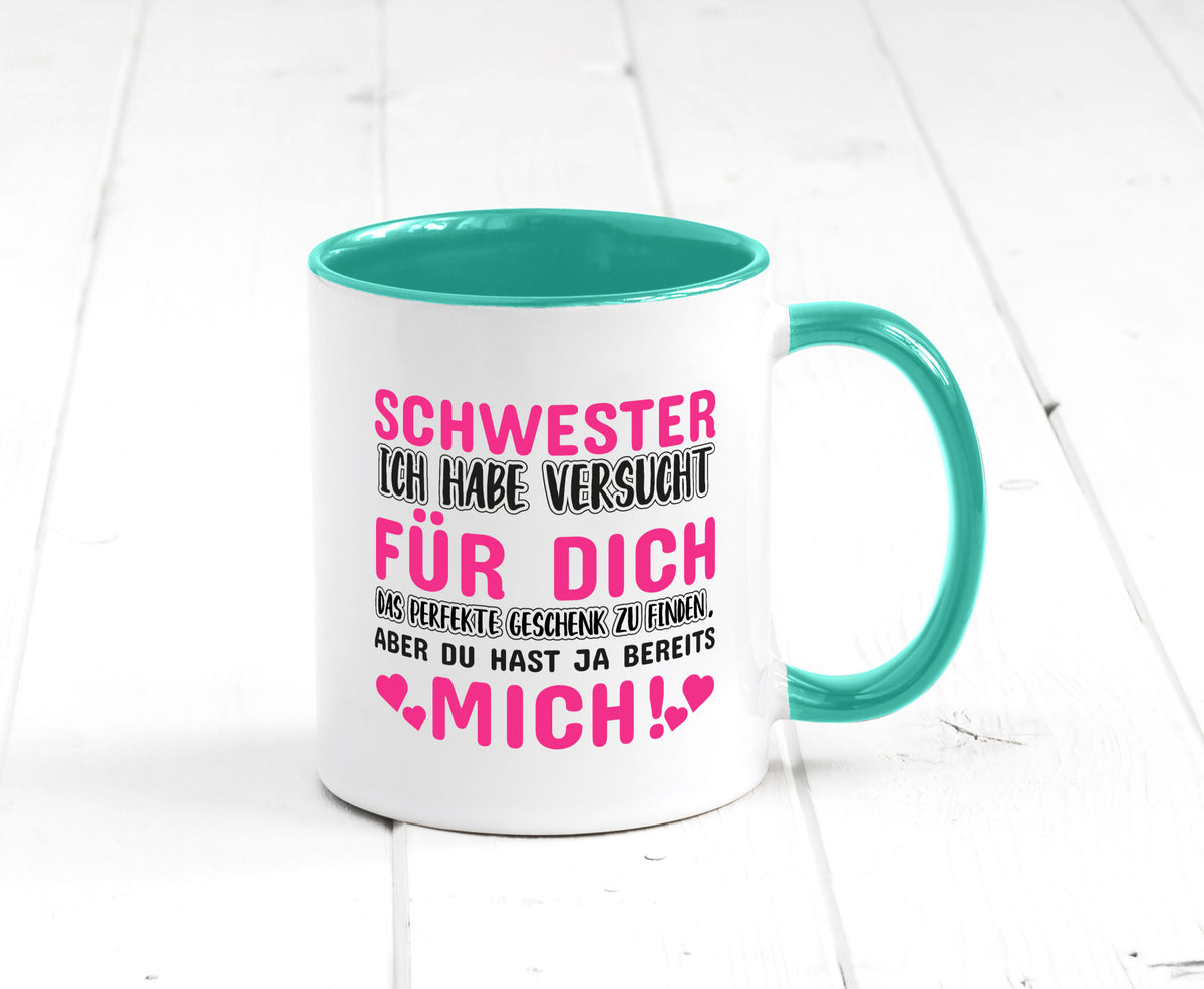 Schwester Tasse | lustiger Spruch Geschwisterliebe v2 Humor Geschenkidee