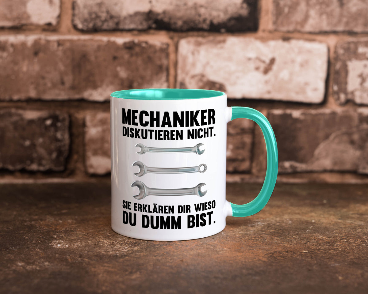 Mechaniker Diskutieren nicht sie erklären nur wieso Geschenkidee Tierliebhaber Tasse