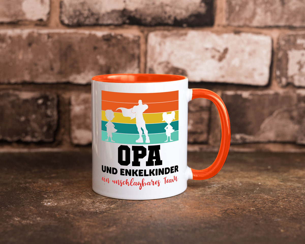 Opa und Enkelkinder ein unschlagbares Team Geschenkidee Familie Humor Tasse