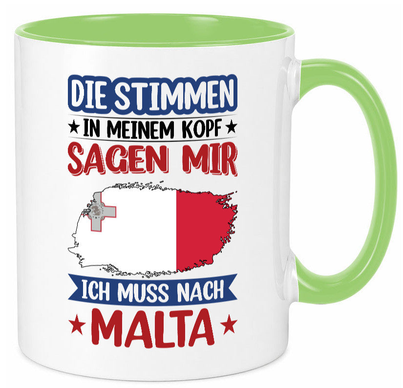 Malta | Urlaub Stimmen in meinem Kopf Traumland lustiger Spruch Geschenk Humor Tasse