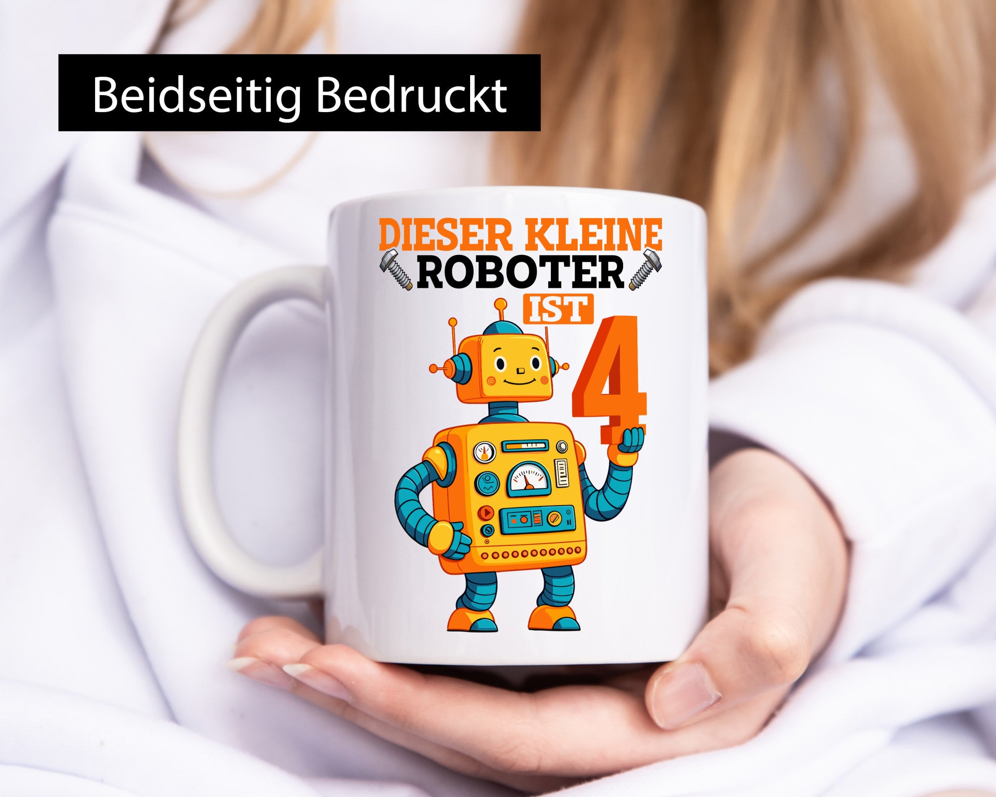 4. Geburtstag | 4 Jahre Roboter Junge Geschenkidee Humor Tasse